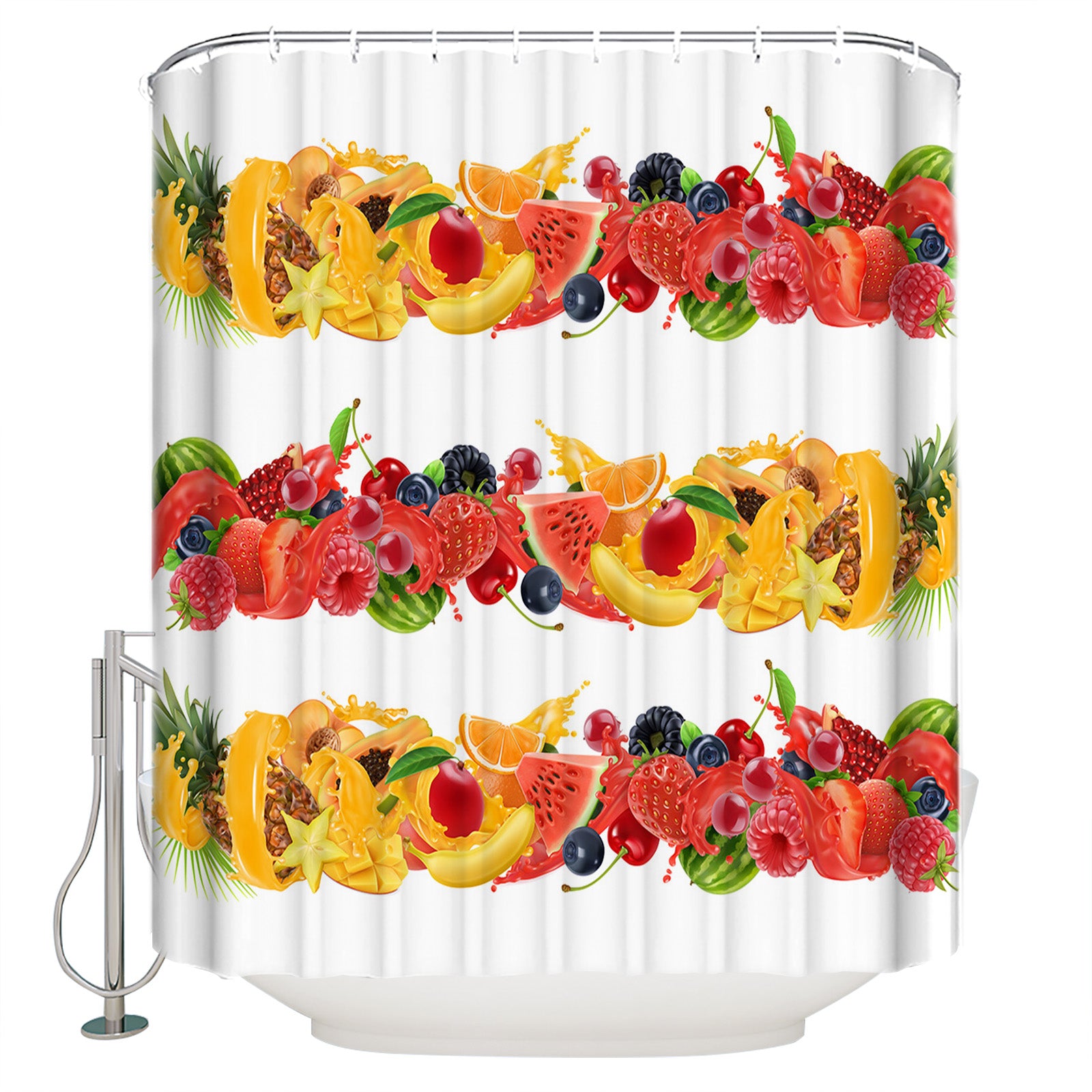 Yellow Tropical fruits in summer DURABLE SHOWER CURTAIN - LeobonZone