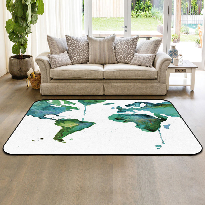 World Map Ink Painting Sponge Rillet Rubber Rugs - LeobonZone