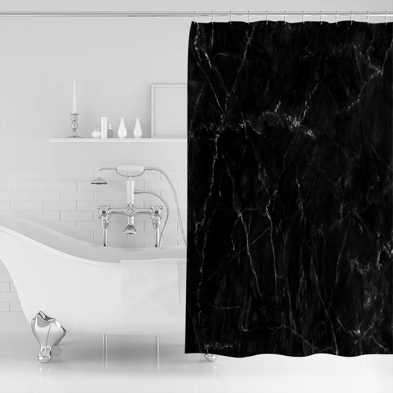 Black Marble crack texture Waterproof Durable Shower Curtain - LeobonZone