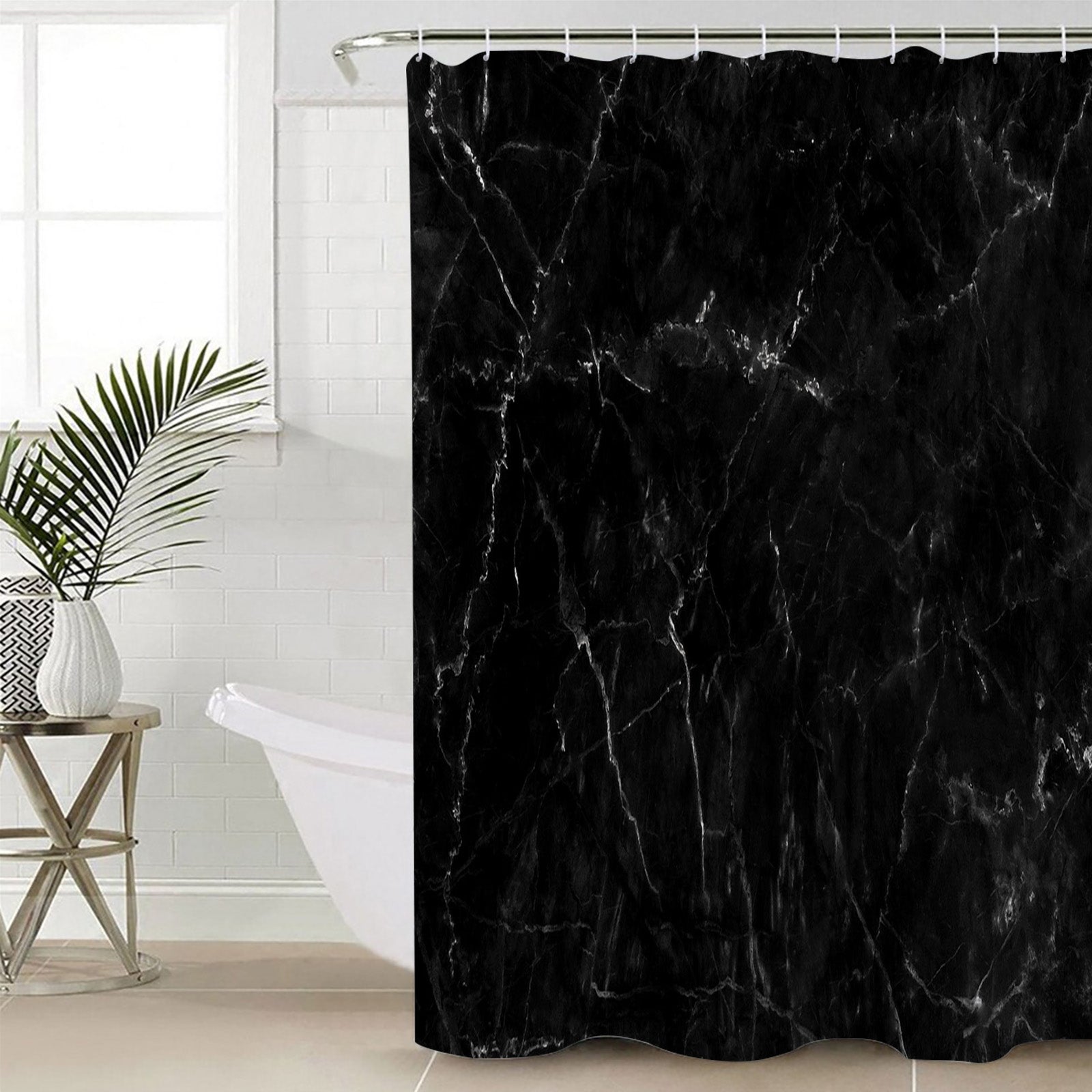 Black Marble crack texture Waterproof Durable Shower Curtain - LeobonZone