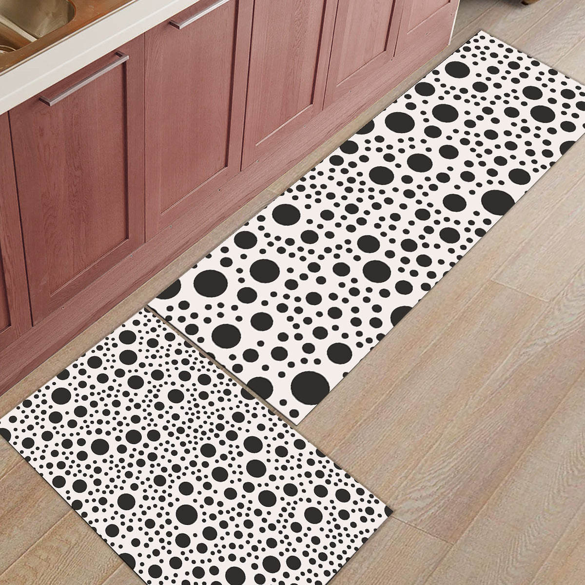 White dots Right Angle Felt Doormat Two piece set - LeobonZone