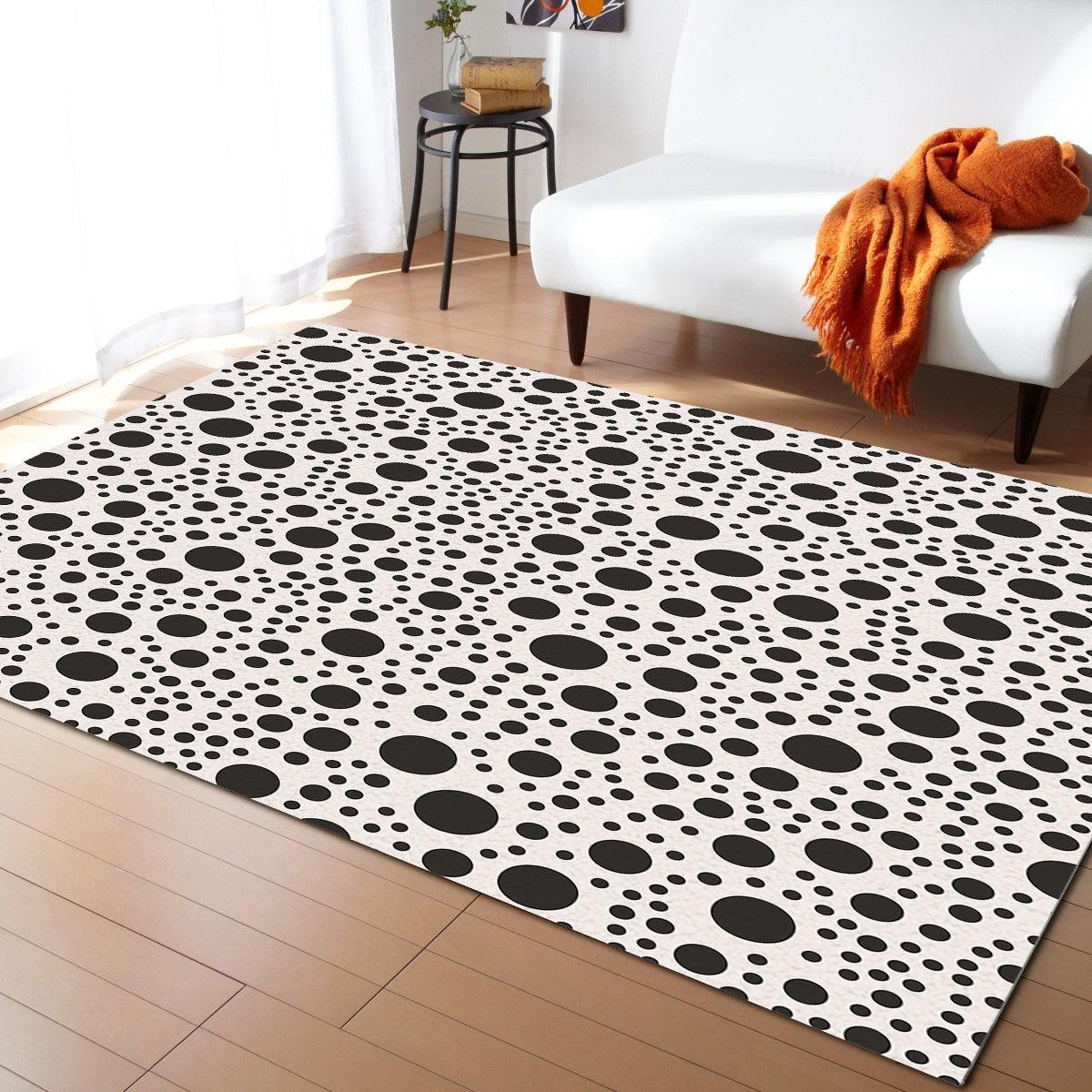 White dots Right Angle Felt Rugs - LeobonZone