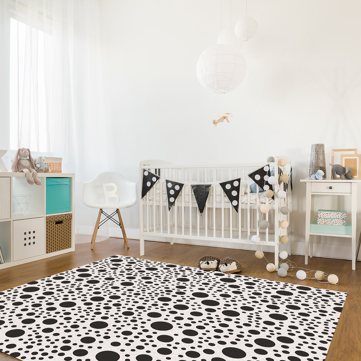 White dots Right Angle Felt Rugs - LeobonZone
