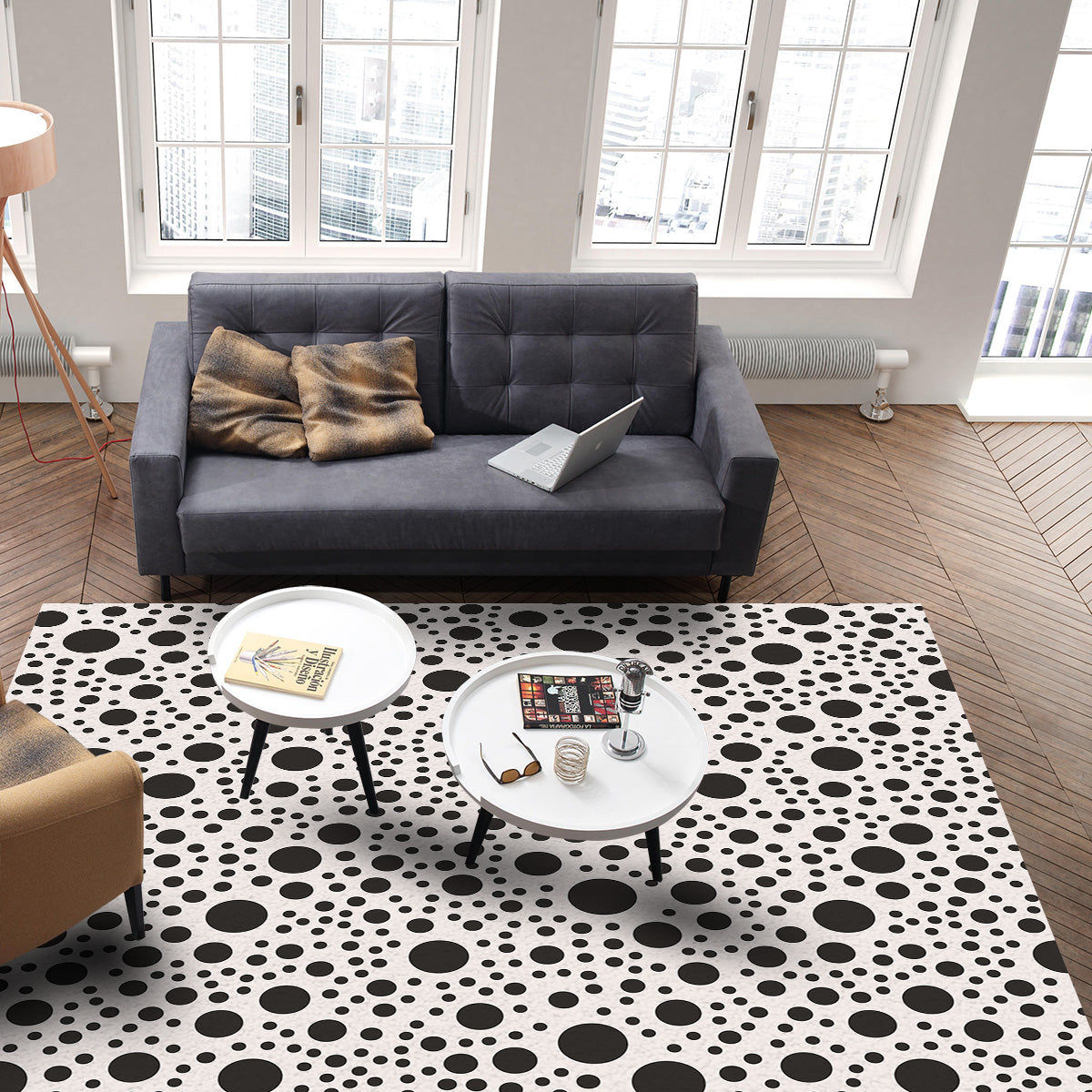 White dots Right Angle Felt Rugs - LeobonZone