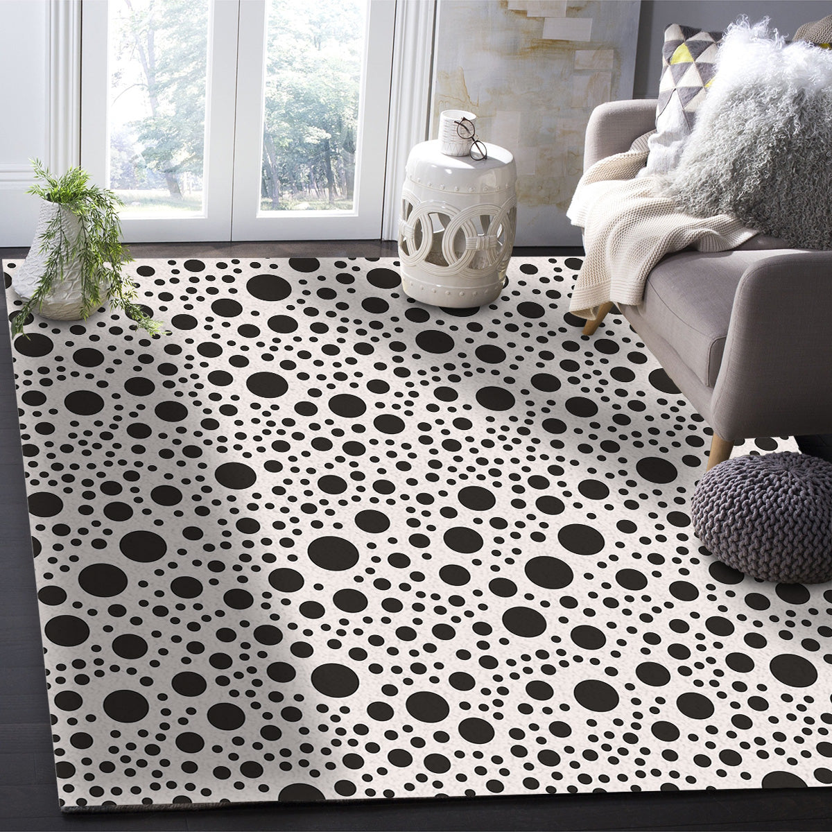 White dots Right Angle Felt Rugs - LeobonZone