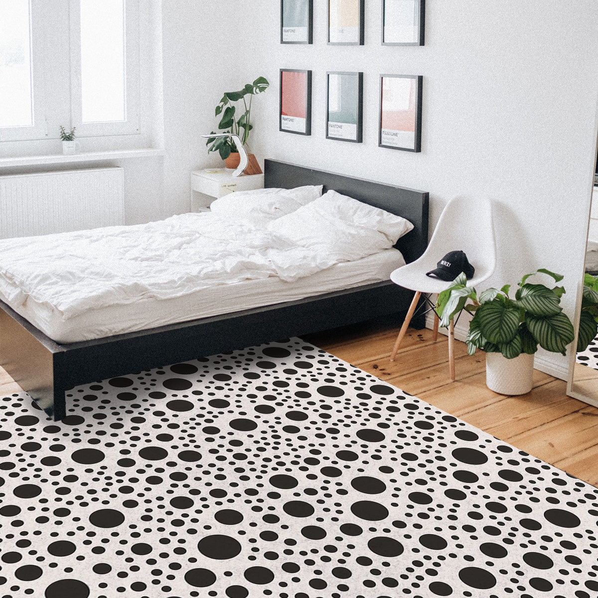 White dots Right Angle Felt Rugs - LeobonZone