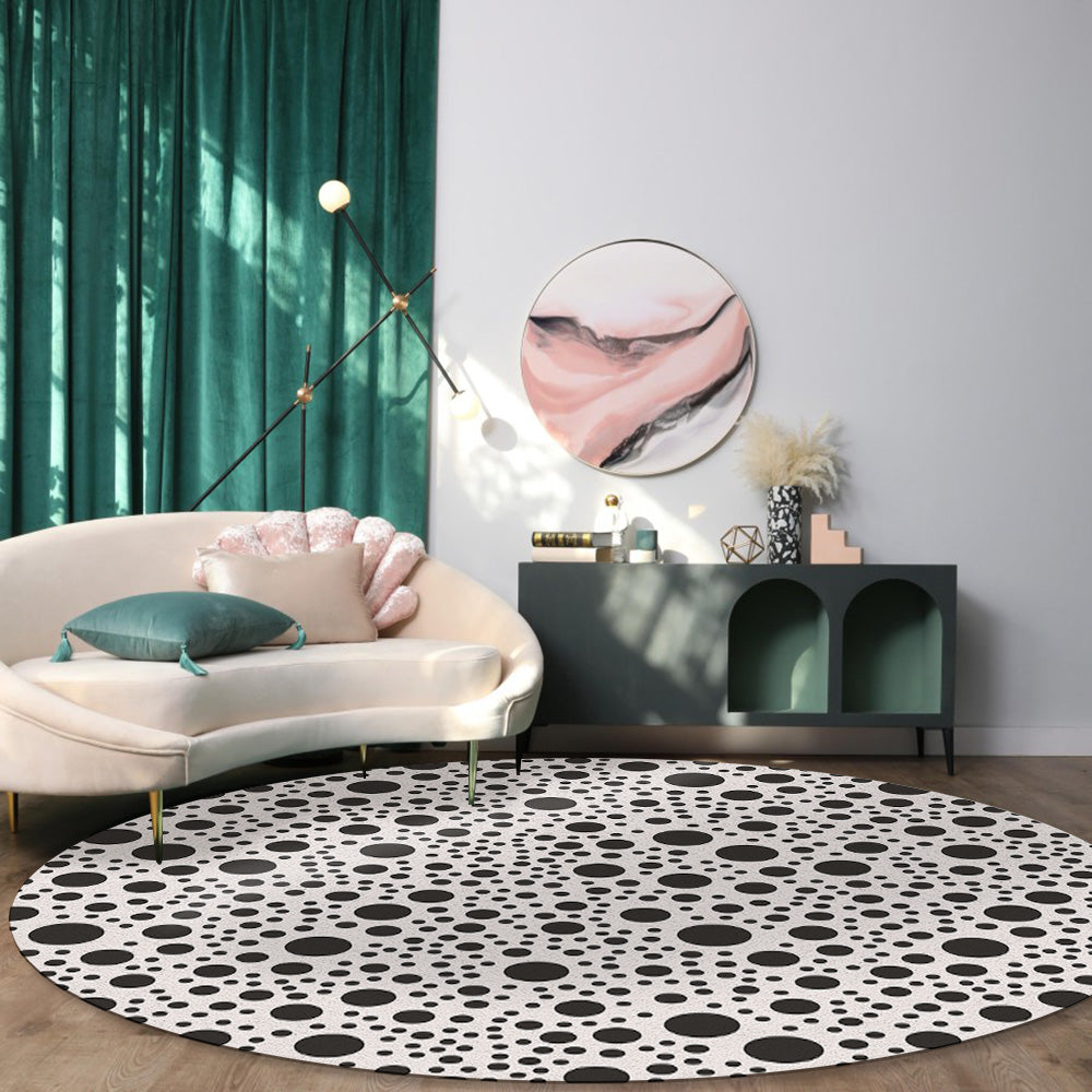 White dots Circular Felt Rugs - LeobonZone