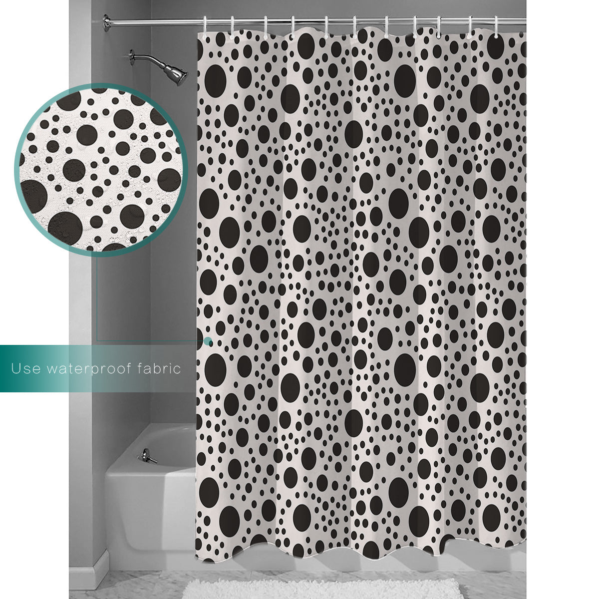 White dots Waterproof Durable Shower Curtain - LeobonZone