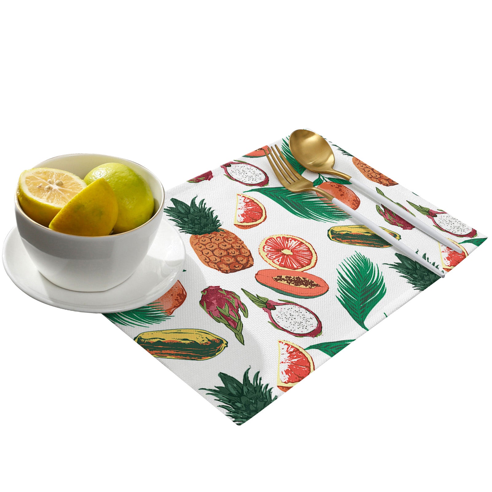 White multi Summer fruits Personalized Table Placemats - LeobonZone