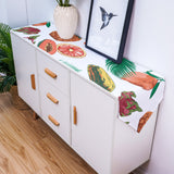 White multi Summer fruits Sharp Angle Table Runner Place Mats - LeobonZone