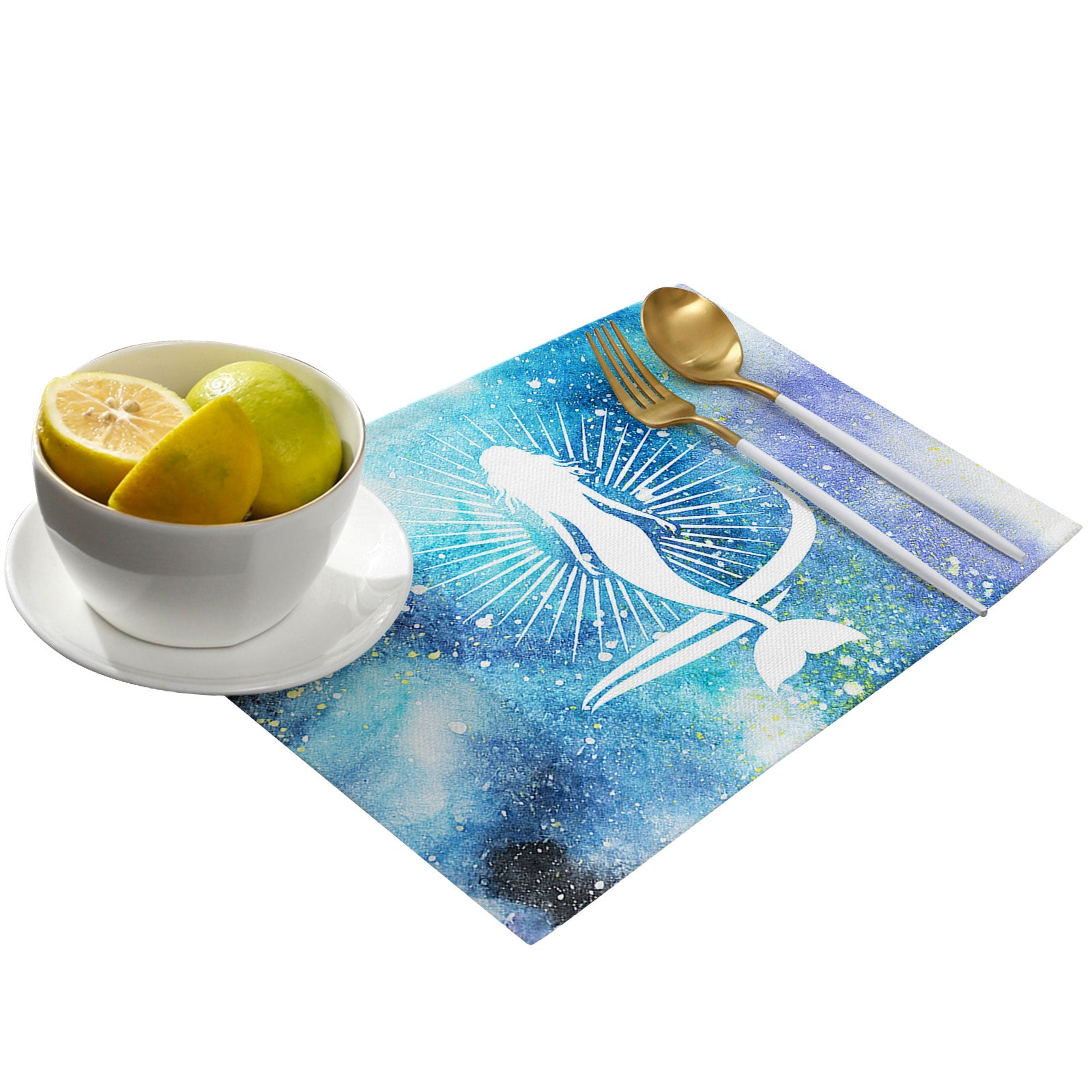 White Summer sea Mermaid Personalized Table Placemats - LeobonZone