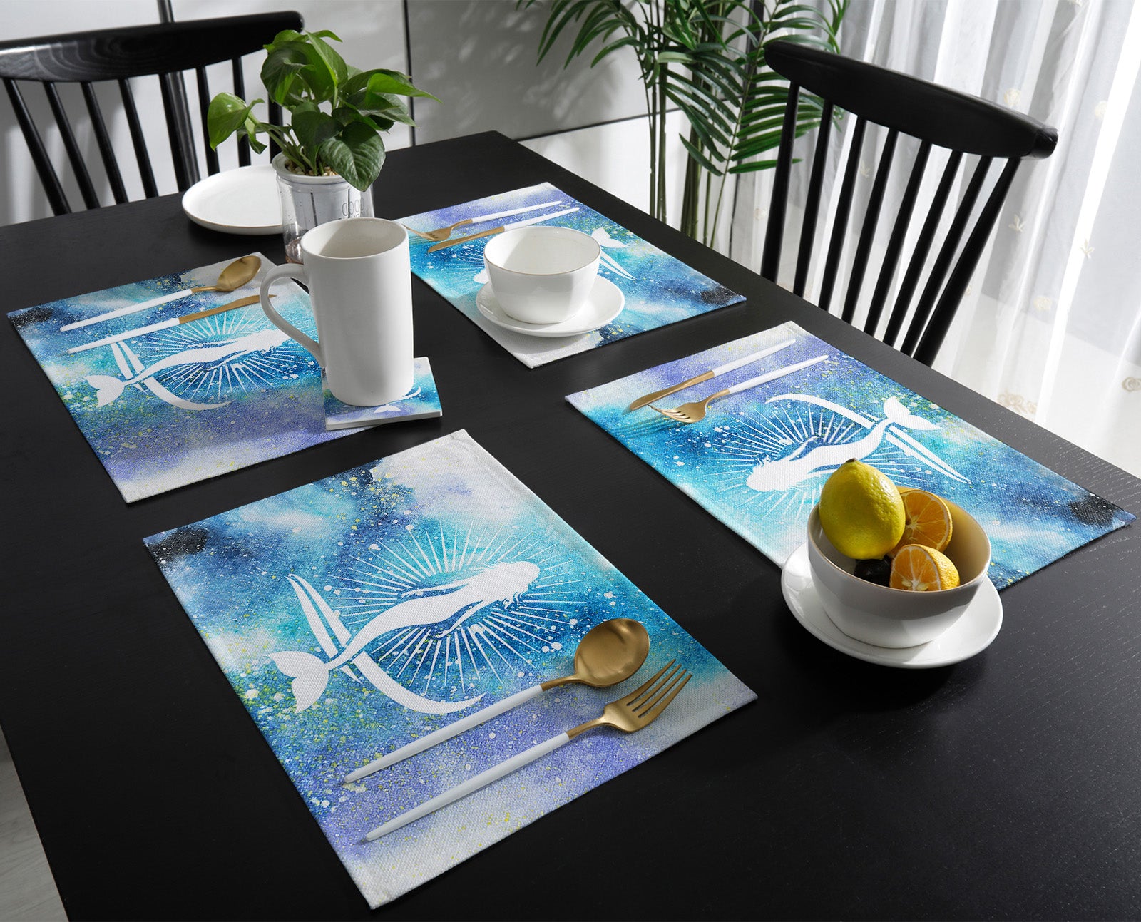 White Summer sea Mermaid Personalized Table Placemats - LeobonZone