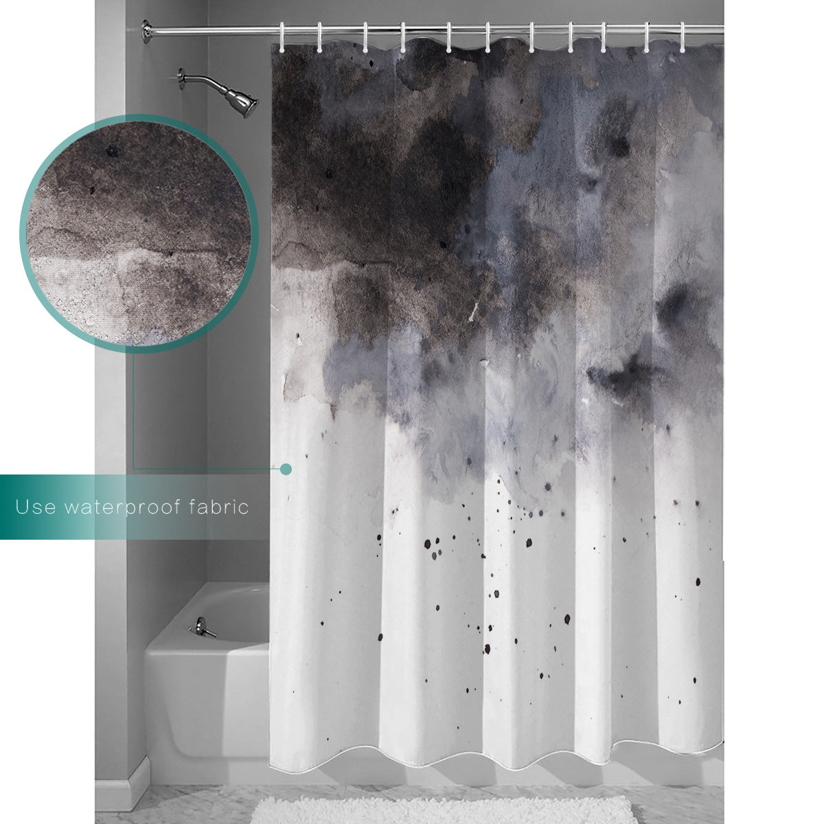 Black Marble light color pattern stone Waterproof Durable Shower Curtain - LeobonZone