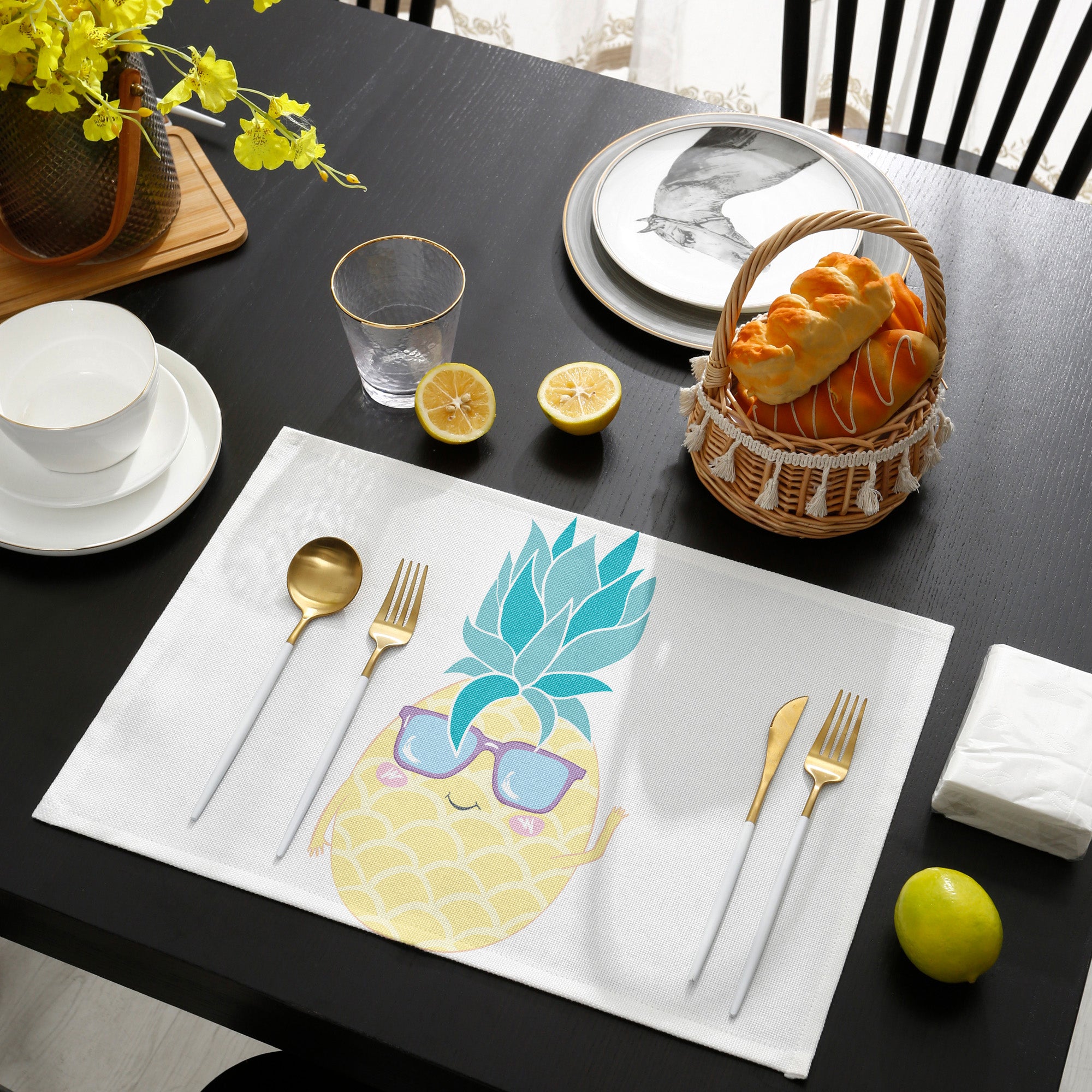 Summer fruit pineapple Personalized Table Placemats - LeobonZone