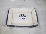 Tcolp.Pet White brown bottom footprint  soft Dog Bed - LeobonZone