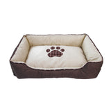 Tcolp.Pet White brown bottom footprint  soft Dog Bed - LeobonZone