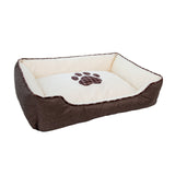 Tcolp.Pet White brown bottom footprint  soft Dog Bed - LeobonZone
