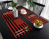 Red Retro American flag Independence Day Personalized Table Placemats - LeobonZone