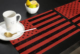 Red Retro American flag Independence Day Personalized Table Placemats - LeobonZone