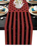 Red Retro American flag Independence Day Table Runner Place Mats - LeobonZone