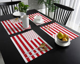 Red and white independence day retro American flag Personalized Table Placemats - LeobonZone
