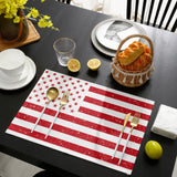 Red and white independence day retro American flag Personalized Table Placemats - LeobonZone