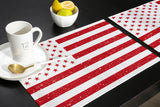 Red and white independence day retro American flag Personalized Table Placemats - LeobonZone