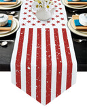 Red and white independence day retro American flag Sharp Angle Table Runner Place Mats - LeobonZone