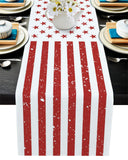Red and white independence day retro American flag Table Runner Place Mats - LeobonZone