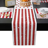 Red and white independence day retro American flag Table Flag And Table Mat Suit - LeobonZone