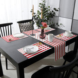 Red and white independence day retro American flag Table Flag And Table Mat Suit - LeobonZone