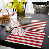 Red and white independence day retro American flag Table Flag And Table Mat Suit - LeobonZone