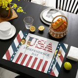 Red USA flag Independence Day Personalized Table Placemats - LeobonZone