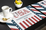Red USA flag Independence Day Personalized Table Placemats - LeobonZone