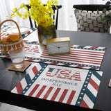 Red USA flag Independence Day Table Flag And Table Mat Suit - LeobonZone