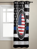 Black Retro Independence Day Flag window curtains - LeobonZone