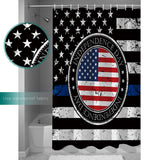 Black Retro Independence Day Flag Shower Curtain - LeobonZone