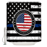 Black Retro Independence Day Flag Shower Curtain - LeobonZone