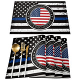 Black Retro Independence Day Flag Personalized Table Placemats - LeobonZone