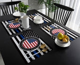 Black Retro Independence Day Flag Personalized Table Placemats - LeobonZone