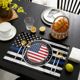 Black Retro Independence Day Flag Personalized Table Placemats - LeobonZone