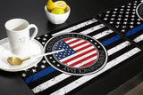 Black Retro Independence Day Flag Personalized Table Placemats - LeobonZone