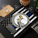 Black Retro Independence Day Flag Personalized Table Placemats - LeobonZone