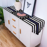 Black Retro Independence Day Flag Sharp Angle Table Runner Place Mats - LeobonZone