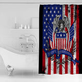 The white eagle logo of the retro America Shower Curtain - LeobonZone