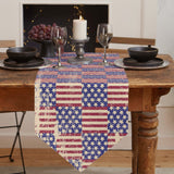 Red Independence day retro flag element Sharp Angle Table Runner Place Mats - LeobonZone