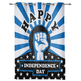 Blue Happy Independence Day window curtains - LeobonZone