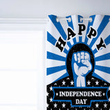 Blue Happy Independence Day window curtains - LeobonZone