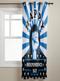Blue Happy Independence Day window curtains - LeobonZone