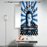 Blue Happy Independence Day window curtains - LeobonZone